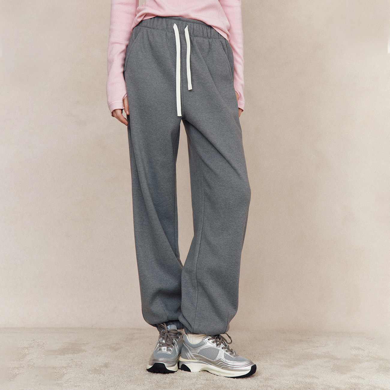 【过冬搭子】加绒加厚 基础款松紧腰抽绳宽松显瘦束脚休闲裤卫裤,女装/女士精品,卫裤,淘宝优惠券,粉丝福利购,淘宝优惠卷