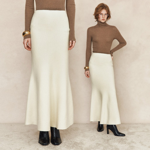 松紧腰包臀立体感裙摆鱼尾半身裙