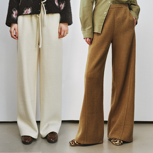 羊毛天丝松紧抽绳直筒阔腿休闲裤 扭缝剪裁 口碑过冬神裤 特