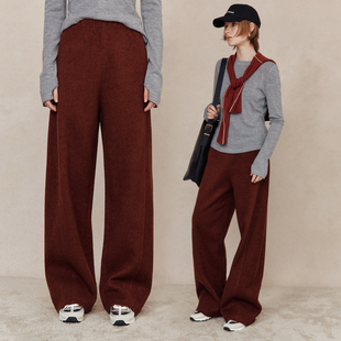 松紧腰直筒阔腿休闲裤 新色口碑款 扭缝剪裁 圈圈羊毛 过冬神裤