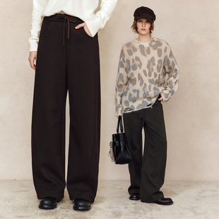 松紧腰抽绳立体剪裁弯刀裤 加绒加厚保暖 休闲阔腿裤 御寒神裤