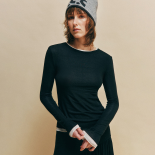 贴身柔软高弹 人手2件 基础款 修身 上衣 显瘦打底衫 羊绒莱赛尔