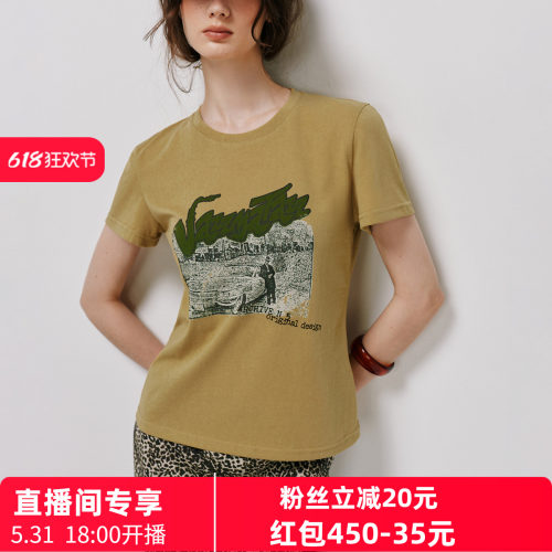 美式复古修身字母数码棉TEE