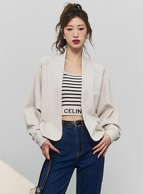 现货 獨家 裸感舒适 小众休闲开衫空气棉无扣解构设计感廓形外套