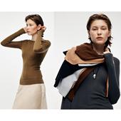 N年怒推 一字卷边船领 山羊绒 真丝 18针3D无缝一体针织打底衫