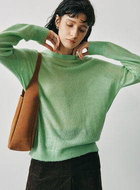 BI入/无缝一体/羊绒+羊毛+天丝 经典百搭基础款圆领插肩袖针织衫