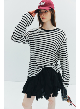 现货 1OO%亚麻 经典布列塔尼条纹针织海魂衫T恤女