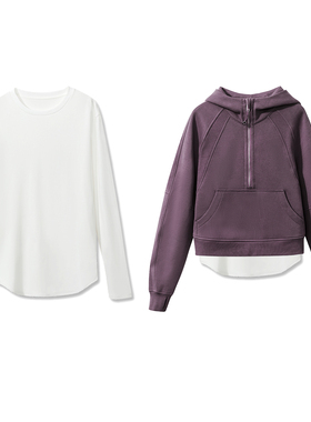 【爆款内搭】scuba卫衣超级CP圆领长袖圆弧下摆丝光棉打底T恤女