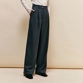 简约舒适百搭显瘦直筒双褶阔腿毛呢西装 气场十足 裤 通勤刚需