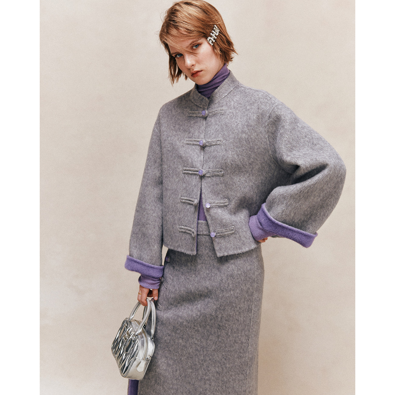 【东方风骨】绵羊毛兔毛真丝 新中式国风立领盘扣双面呢毛呢外套,女装/女士精品,毛呢外套,淘宝优惠券,粉丝福利购,淘宝优惠卷