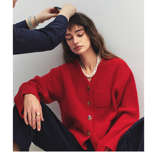 宝针 元 绵羊毛 山羊绒 外套 加厚棒针编织针织开衫 老牌联名