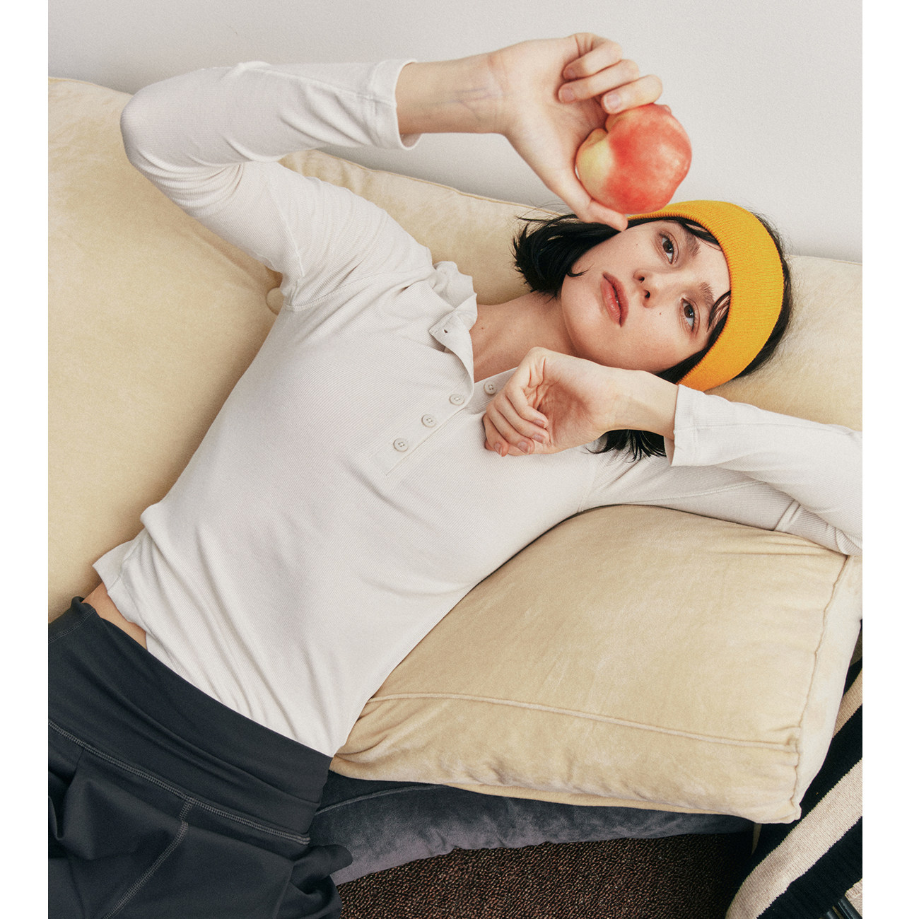 法式亨利领长袖莫代尔针织衫