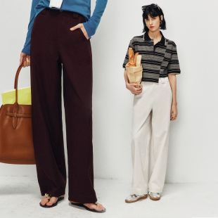 简约舒适百搭通勤自然腰直筒休闲长裤 抗皱易打理 女 一条封神