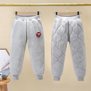 加厚冬裤 秋冬新款 三层夹棉女童保暖裤 加绒儿童磨毛棉裤 男童休闲裤