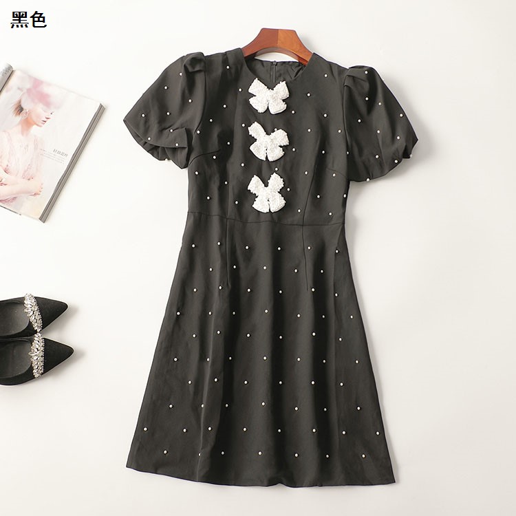 245278 春连衣裙 南油尾货欧洲站2025早春新品女装钉珠长款短袖圆