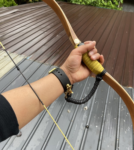 牛皮腕带射箭防掉落保护绳传统弓