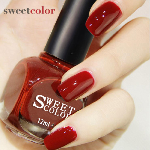 sweetcolor免烤环保酒红指甲油