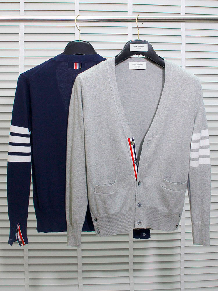 [OFFICIAL] FOUR-BAR TB KNITTED CARDIGAN AUTUMN NEW TREND V-NECK SWEATER MENS AND WOMENS COUPLE SLIM JACKET
