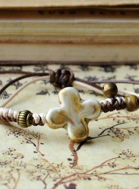 陶瓷民族风十字架通用编织手链