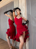 Pepe拉丁舞服成年女表演服伦巴艺考服裸服比赛舞蹈演出团体套装