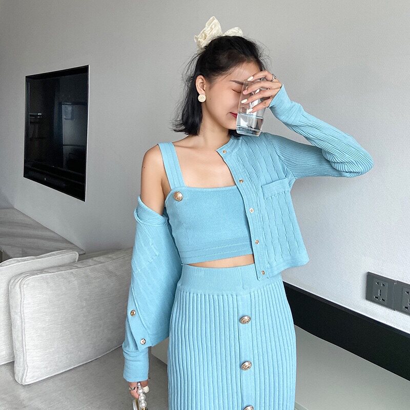 BARMAN WOOL KNITWEAR CASUAL FASHION AGE REDUCTION SUIT WOMENS SPRING AND AUTUMN 2022 SUIT FOUR-PIECE SET WOMENS LIN