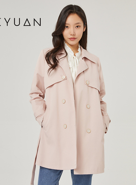 金苑风衣女春季新款设计感双排扣宽松时尚气质外套女E221102