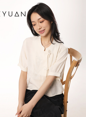 金苑新中式国风盘扣雪纺衬衫女夏装改良新款小衫上衣A242117