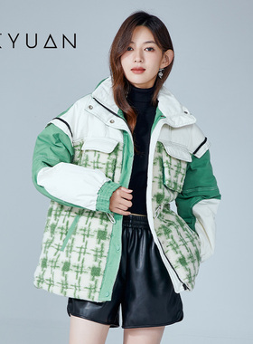 金苑羽绒服女冬季新款拼接撞色时尚国潮设计感外套J225125