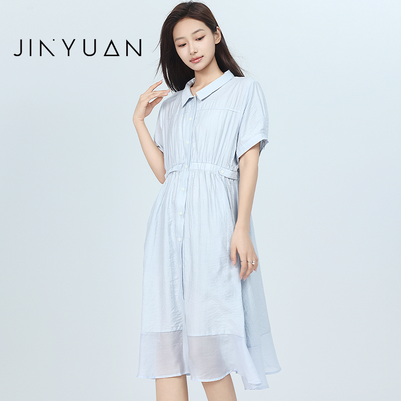 金苑2025夏装新款翻领连衣裙