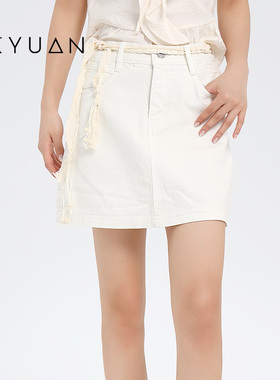 金苑牛仔半身裙女2025夏季新款高腰a字百搭包臀裙B252122