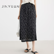 金苑碎花中长半身裙开叉垂感2025夏季新款雪纺a字裙遮胯B252131