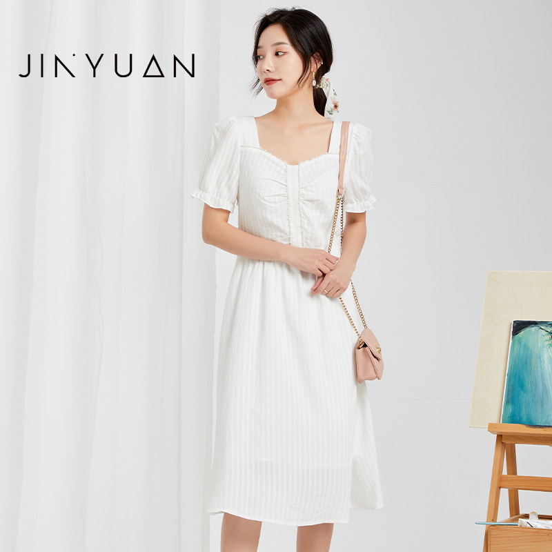 金苑百搭韩版纯色连衣裙