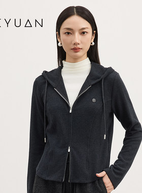 金苑开衫连帽卫衣女2025秋季新款拉链外穿休闲外套小蛮腰F253116