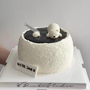 可爱小北极熊蛋糕装饰翻糖DIY慕斯巧克力硅胶模具雪花按压模工具