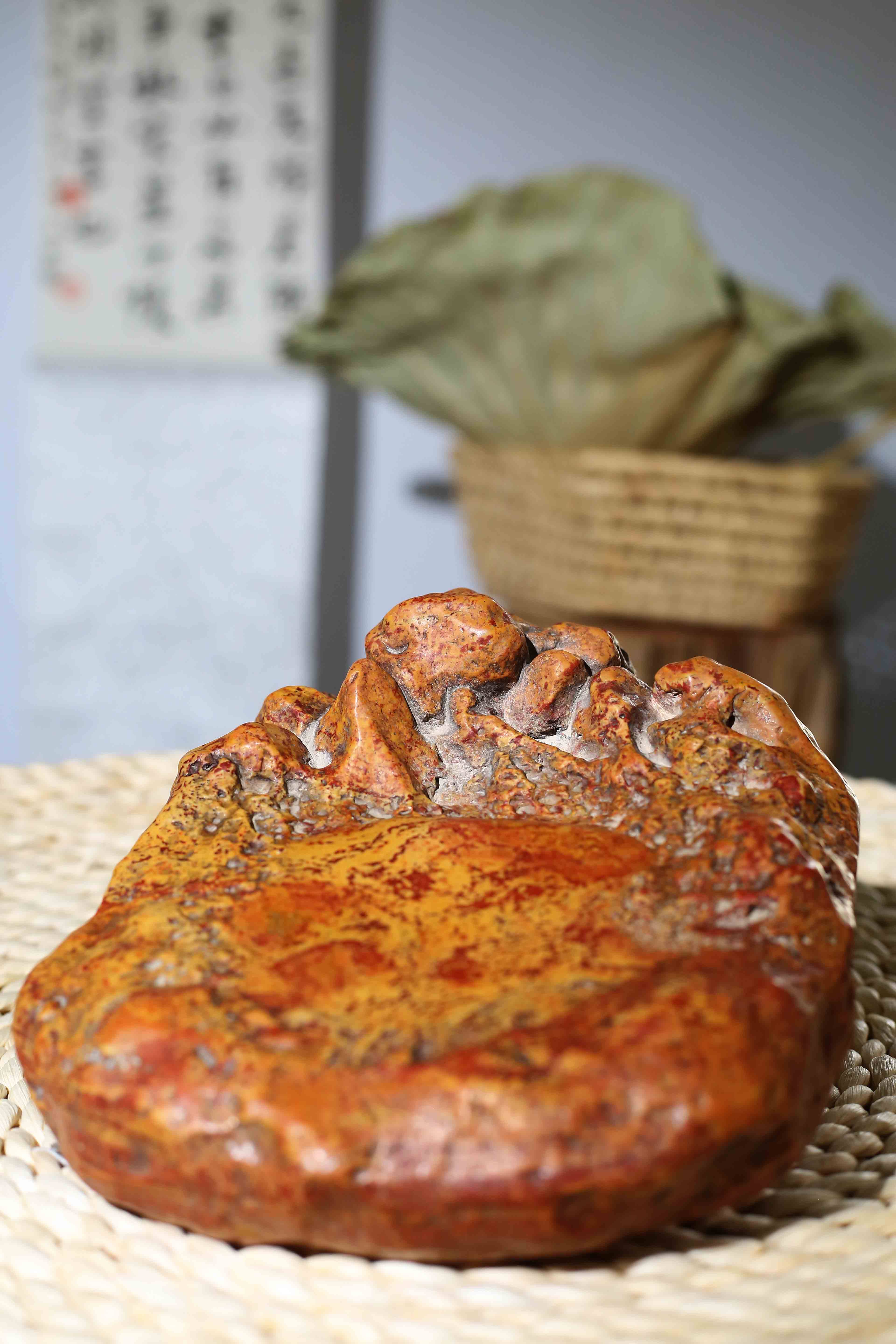 十二峰砚-非遗青州红丝砚文创精品老坑原石文房手工雕刻手藏包邮