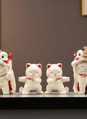 入户玄关年年有余招财猫摆件