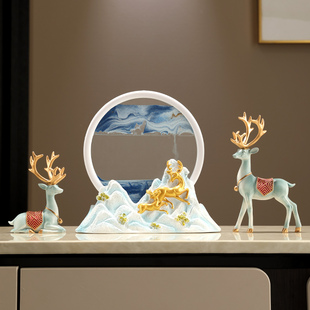 流沙画摆件轻奢高档家居客厅电视酒柜玄关招财鹿乔迁新居结婚礼物