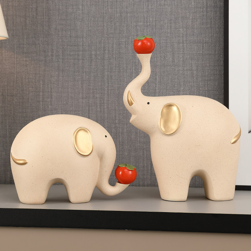 事柿如意大象摆件一家四口客厅玄关电视柜高档家居装饰新房子乔迁,家居饰品,装饰摆件,淘宝优惠券,粉丝福利购,淘宝优惠卷