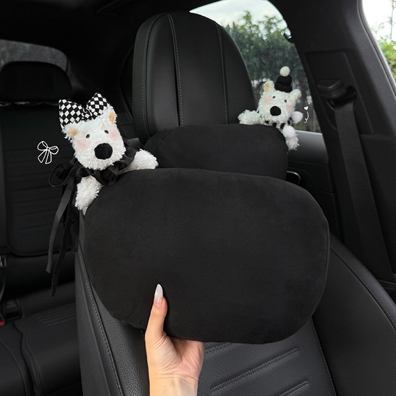 2025新款西高地汽车枕头护颈枕车用座椅腰靠车载套装四季通用可爱