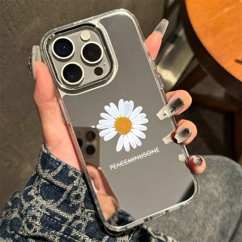 小雏菊适用苹果16promax手机壳iPhone15高级镜面14pro小清新13小众7/8