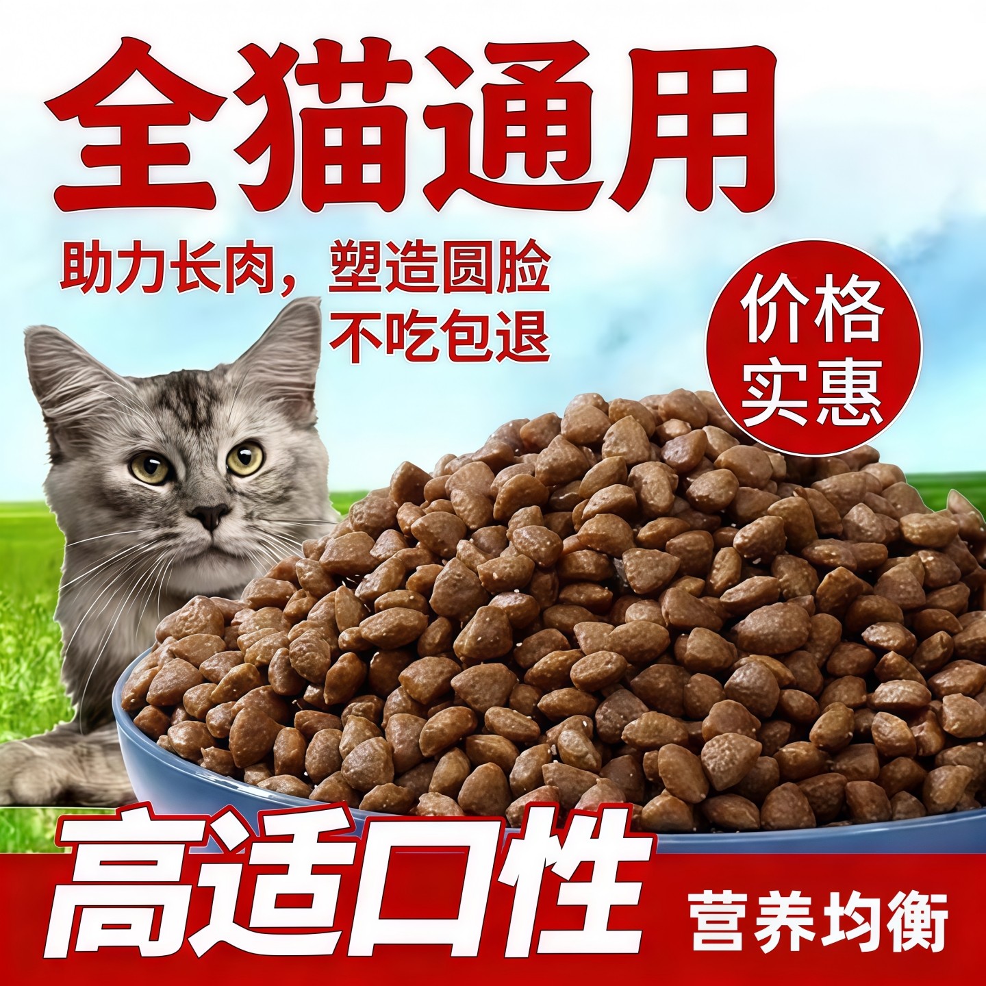 通用型猫粮10斤5斤实惠装成猫幼猫全年龄段鲜肉冻干鱼油蛋白营养