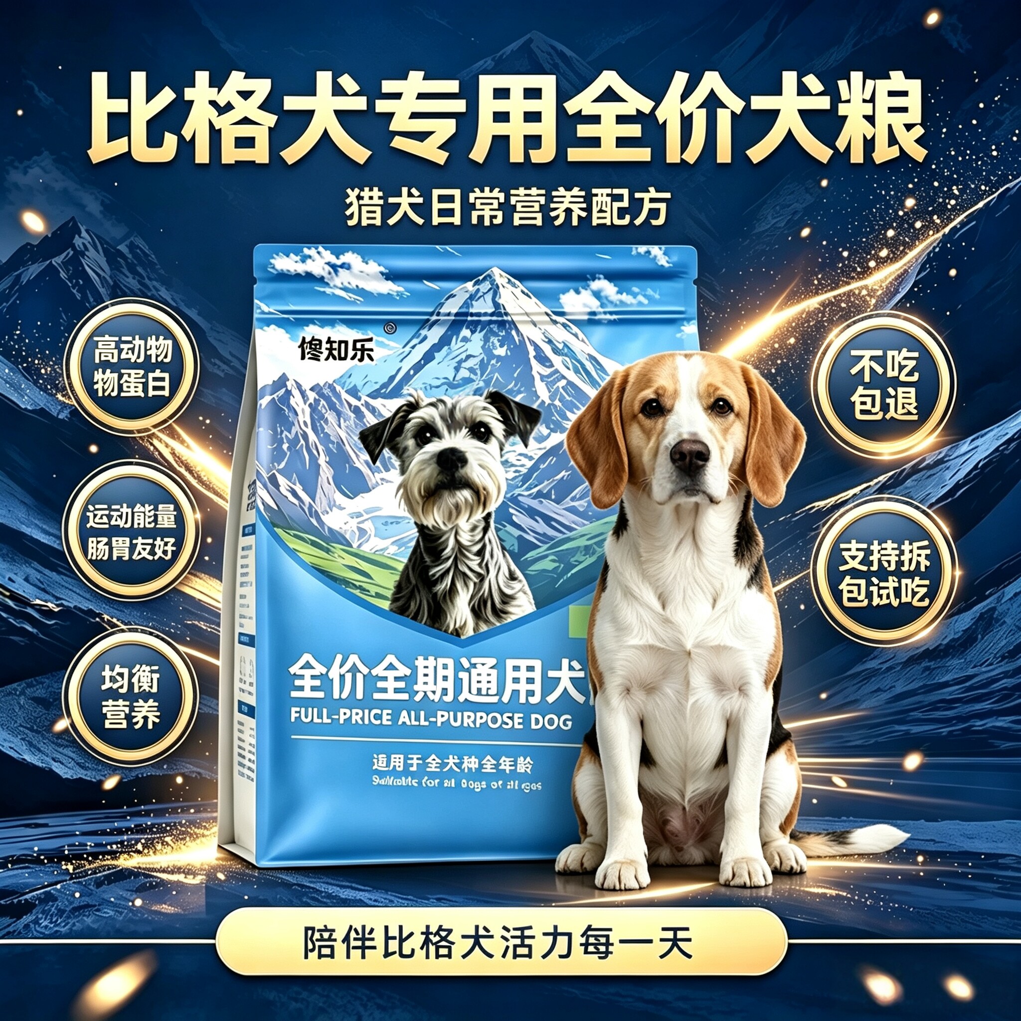 比格犬专用狗粮鲜肉冻干幼犬成年通用牛肉鸡肉蛋黄鱼油羊乳粉配方