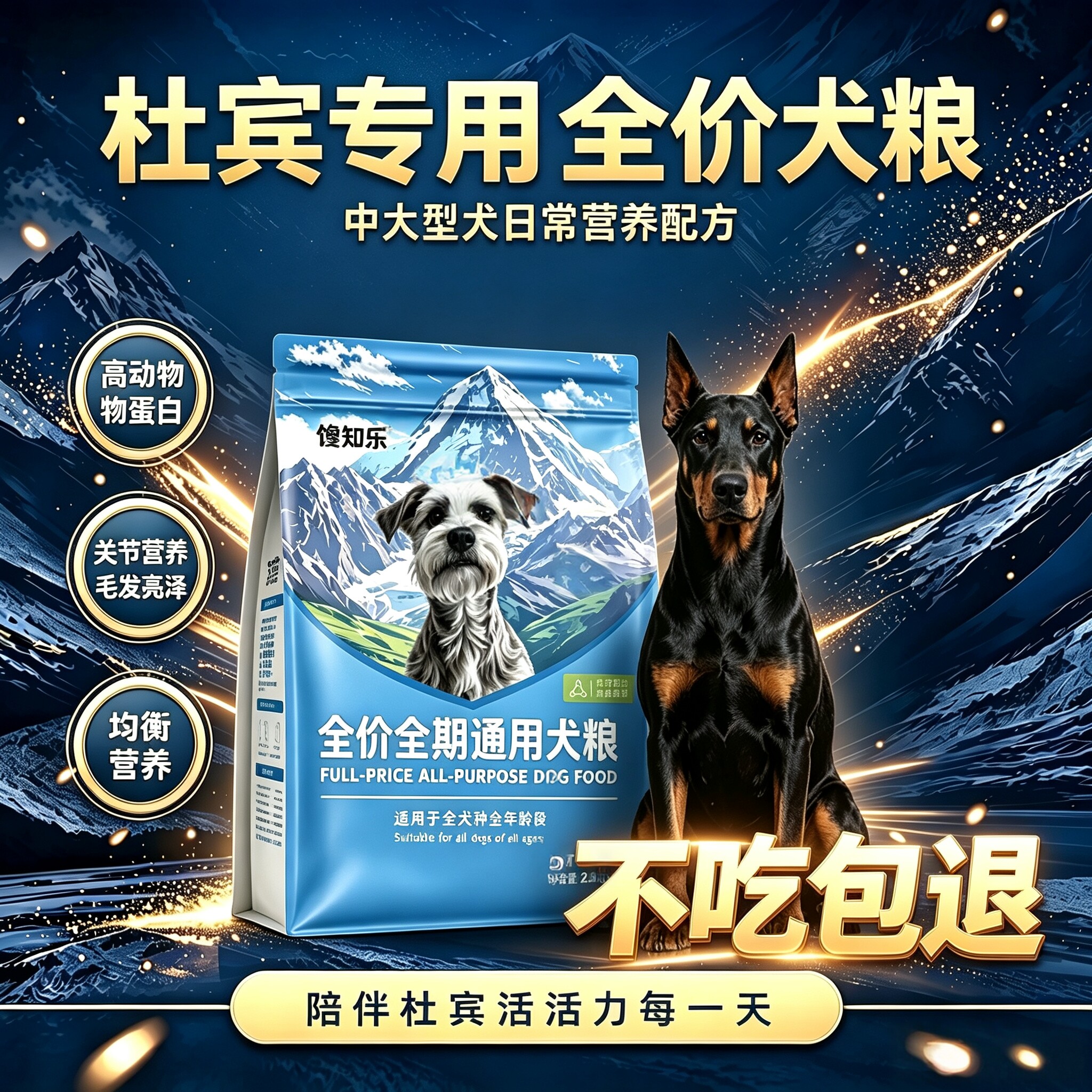 【杜宾专用狗粮】鲜肉冻干中大型犬通用型牛肉鸡肉蛋黄鱼油深海鱼