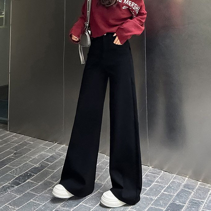 复古阔腿牛仔裤女2025春秋新款高腰宽松时尚百搭显瘦裤子