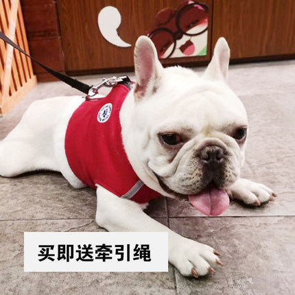 法斗牵引绳背心式胸背带秋冬博美犬狗狗的带牵引绳冬天狗衣服冬天