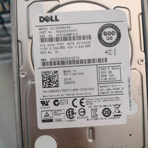 戴尔/DELL600G 15K 2.5寸SAS硬盘 AL13SXB600N  990FD