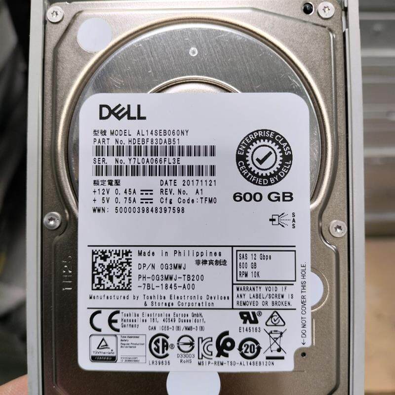 Dell/戴尔 G3MWJ 600G 12G 10K SAS 2.5服务器硬盘 AL14SEB060NY