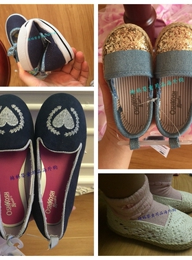 正品现货美国采购OSHKOSH童鞋女童女宝宝布鞋 亮片超BLING