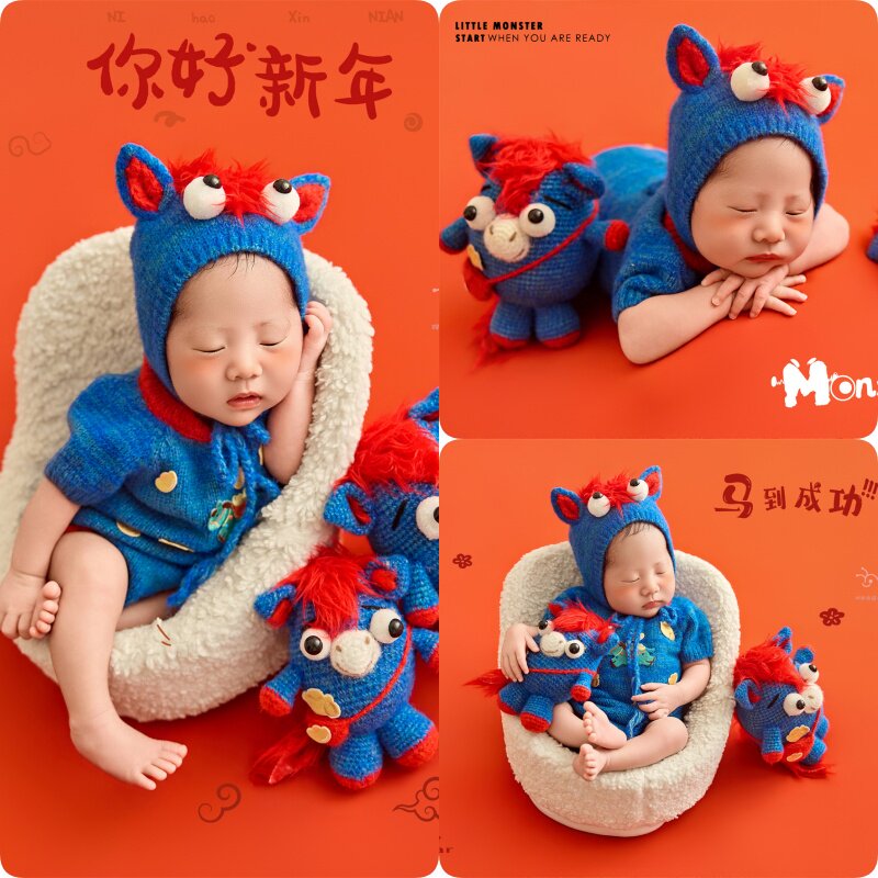 儿童摄影服装清新绿色小精灵主题影楼拍照道具满月礼婴儿满月照