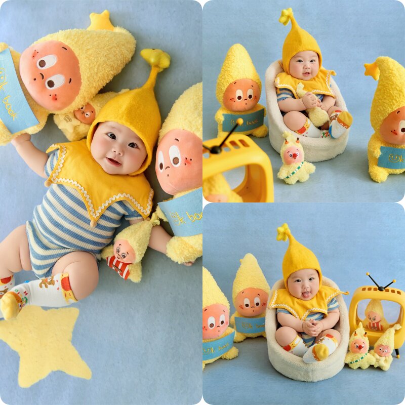 儿童摄影服装可爱卡通黄色星星人宝宝周岁照拍照服装影楼摄影道具